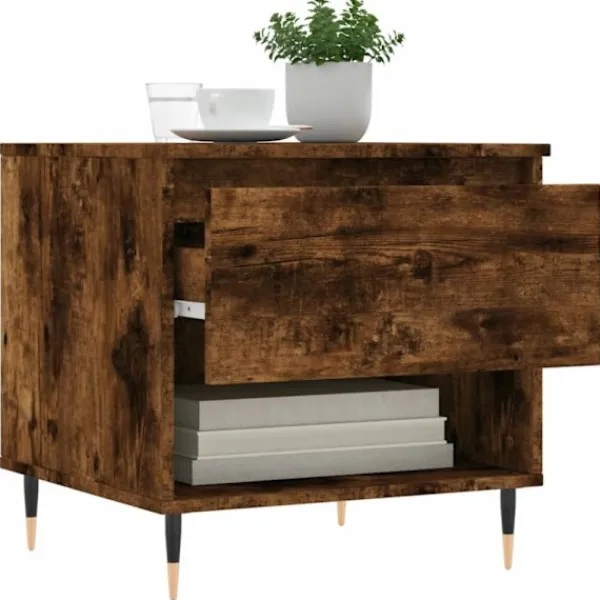 vidaXL Soffbord>Soffbord 2 st rökfärgad ek 50x46x50 cm konstruerat trä