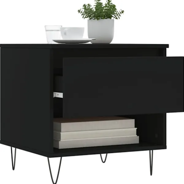 vidaXL Soffbord>Soffbord 2 st svart 50x46x50 cm konstruerat trä