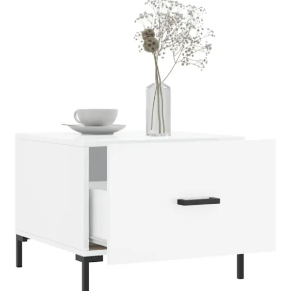 vidaXL Soffbord>Soffbord 2 st vit högglans 50x50x40 cm konstruerat trä