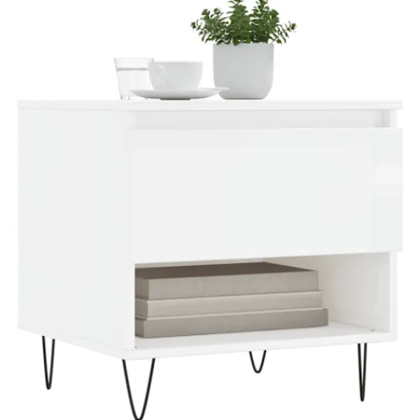 vidaXL Soffbord>Soffbord 2 st vit högglans 50x46x50 cm konstruerat trä
