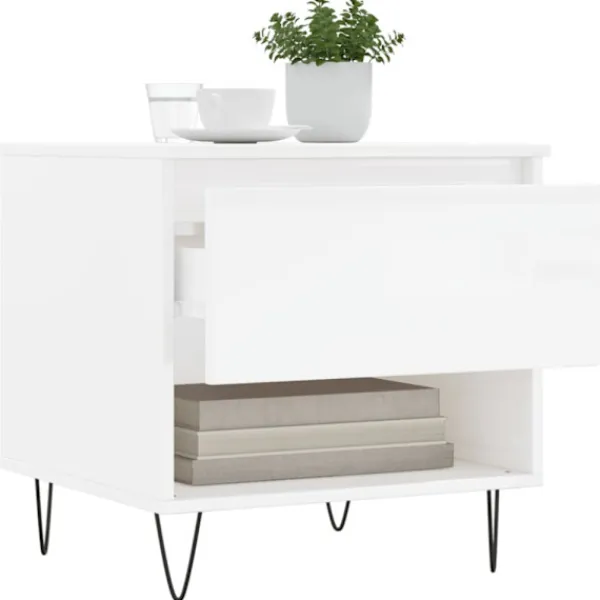 vidaXL Soffbord>Soffbord 2 st vit högglans 50x46x50 cm konstruerat trä