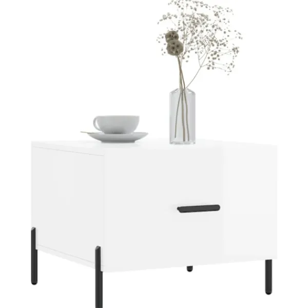 vidaXL Soffbord>Soffbord 2 st vit högglans 50x50x40 cm konstruerat trä