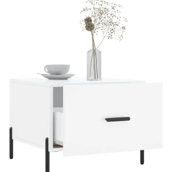 vidaXL Soffbord>Soffbord 2 st vit högglans 50x50x40 cm konstruerat trä