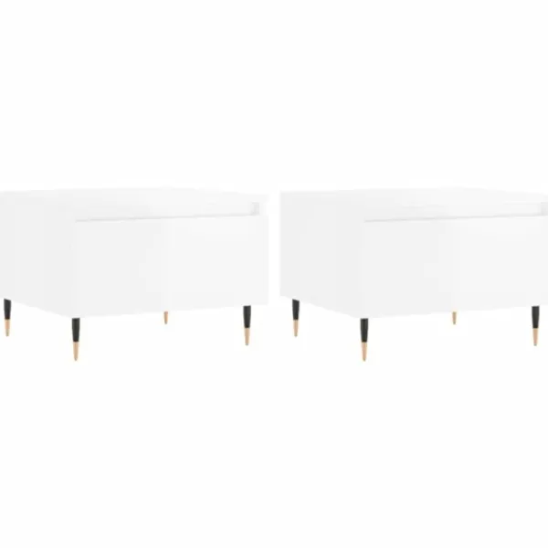 vidaXL Soffbord>Soffbord 2 st vit högglans 50x46x35 cm konstruerat trä