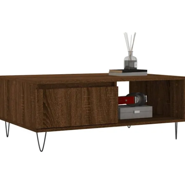 vidaXL Soffbord>Soffbord brun ek 90x60x35 cm konstruerat trä