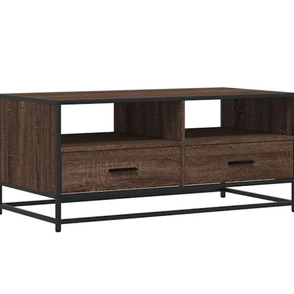 vidaXL Soffbord>Soffbord brun ek 100x50x45 cm konstruerat trä och metall