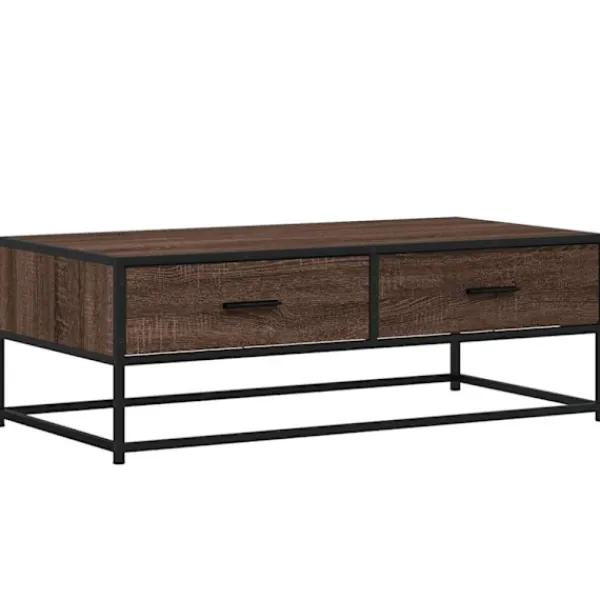 vidaXL Soffbord>Soffbord brun ek 100x50x35 cm konstruerat trä och metall
