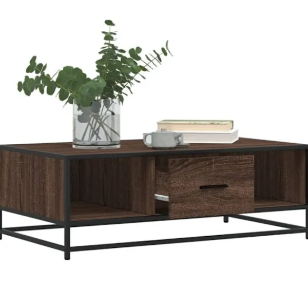 vidaXL Soffbord>Soffbord brun ek 100x57x35 cm konstruerat trä och metall