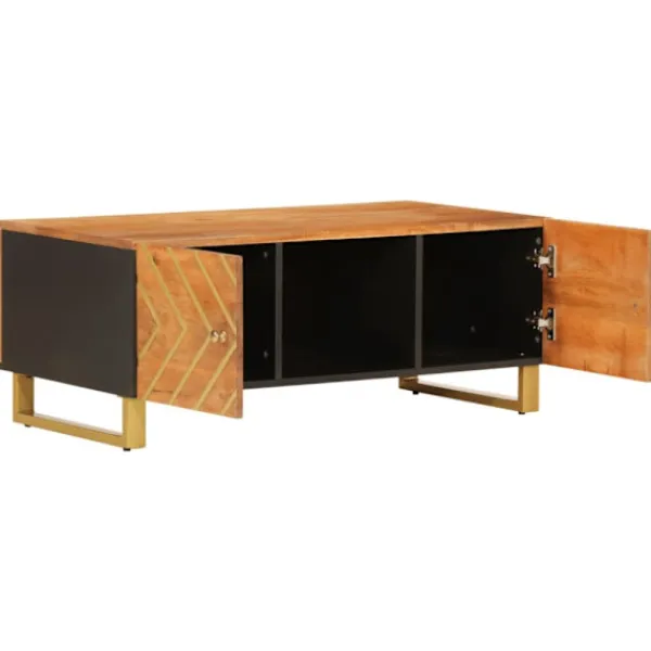 vidaXL Soffbord>Soffbord brun och svart 100x54x40 cm massivt mangoträ
