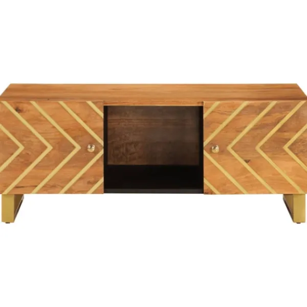 vidaXL Soffbord>Soffbord brun och svart 100x54x40 cm massivt mangoträ