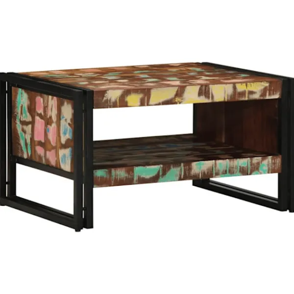 vidaXL Soffbord>Soffbord flerfärgat 70x50x38 cm massivt trä återvunnet