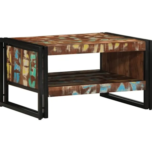 vidaXL Soffbord>Soffbord flerfärgat 70x50x38 cm massivt trä återvunnet