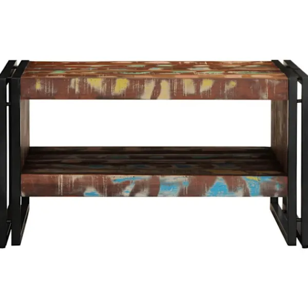vidaXL Soffbord>Soffbord flerfärgat 70x50x38 cm massivt trä återvunnet