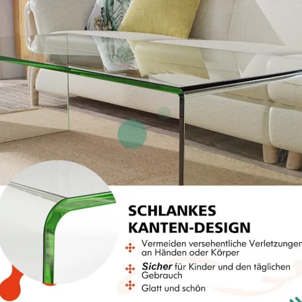 B2X Soffbord>Soffbord glasbord U-format sidobord av härdat glas 108 x 50 x 35 cm