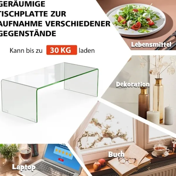 B2X Soffbord>Soffbord glasbord U-format sidobord av härdat glas 108 x 50 x 35 cm