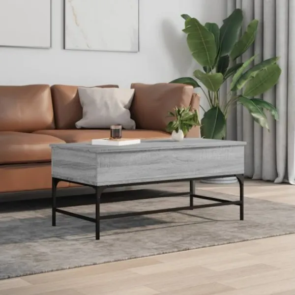 vidaXL Soffbord>Soffbord grå sonoma 100x50x45 cm konstruerat trä och metall