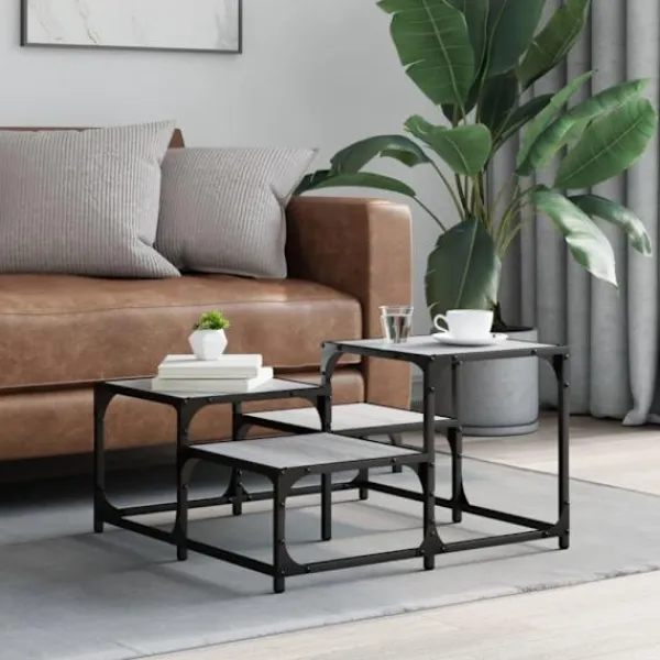 vidaXL Småbord>Soffbord grå sonoma 68x68x40 cm konstruerat trä