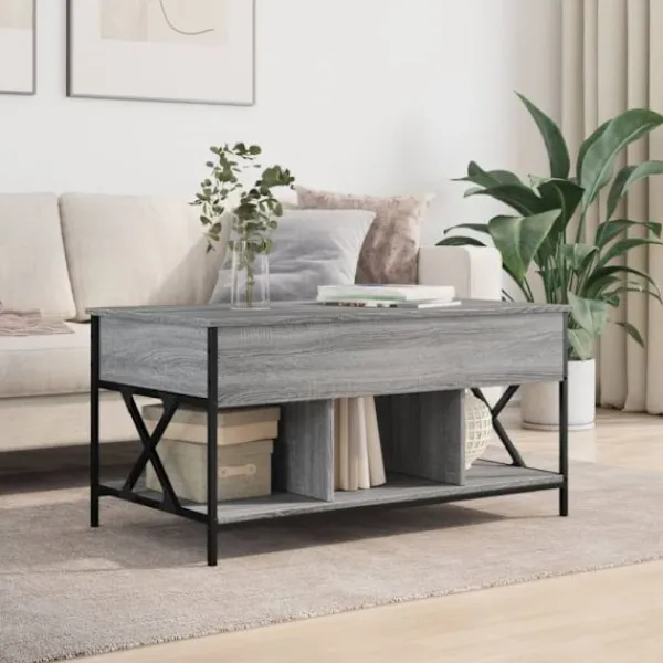 vidaXL Soffbord>Soffbord grå sonoma 100x55x50 cm konstruerat trä och metall