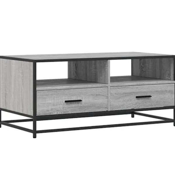 vidaXL Soffbord>Soffbord grå sonoma 100x50x45 cm konstruerat trä och metall