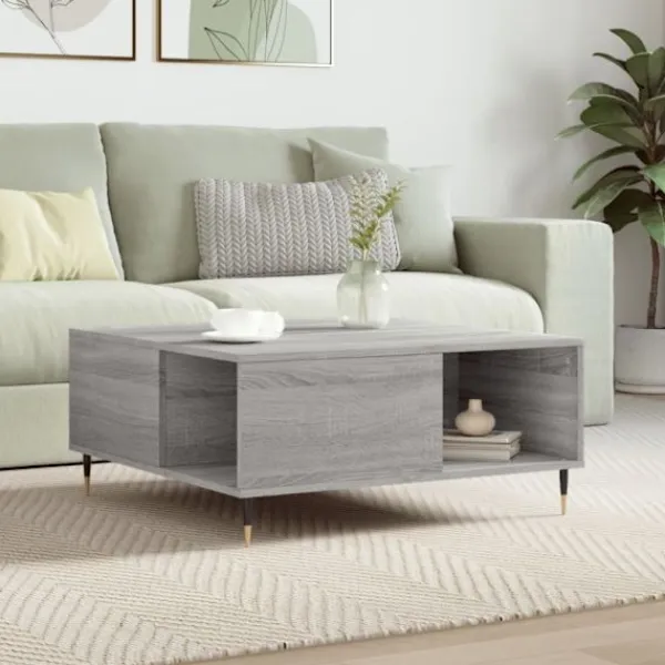 vidaXL Soffbord>Soffbord grå sonoma 80x80x36,5 cm konstruerat trä