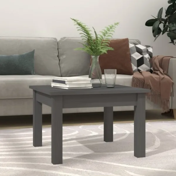 vidaXL Soffbord>Soffbord grå 45x45x30 cm massiv furu