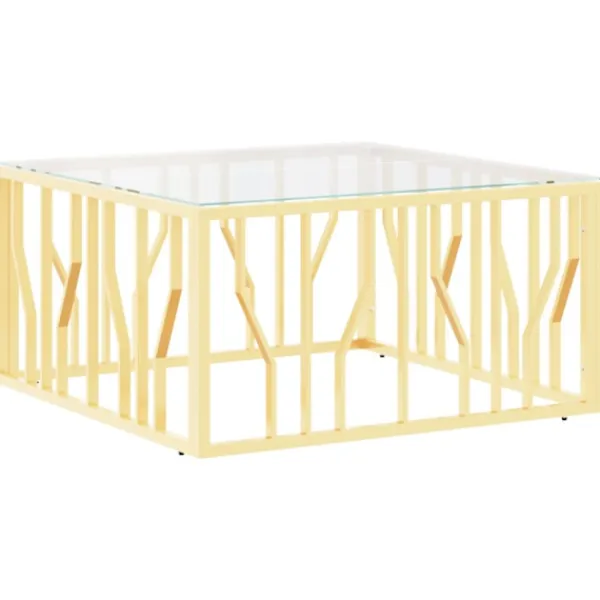 vidaXL Soffbord>Soffbord guld 80x80x40 cm rostfritt stål och glas