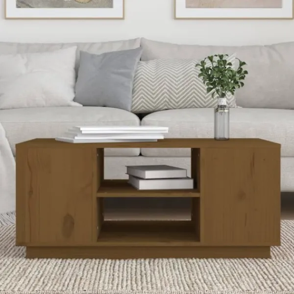 vidaXL Soffbord>Soffbord honungsbrun 90x49x40,5 cm massiv furu