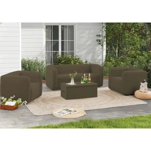 Soffbord>Soffbord med förvaring - TERRACOTTA - kamelfärg - Rektangulärt - Fällbart - Naturligt