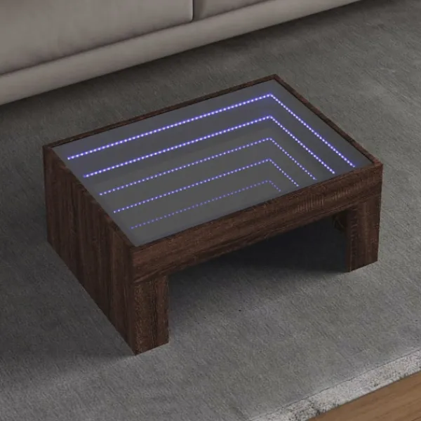 vidaXL Soffbord>Soffbord med Infinity LEDs brun ek 70x50x30 cm