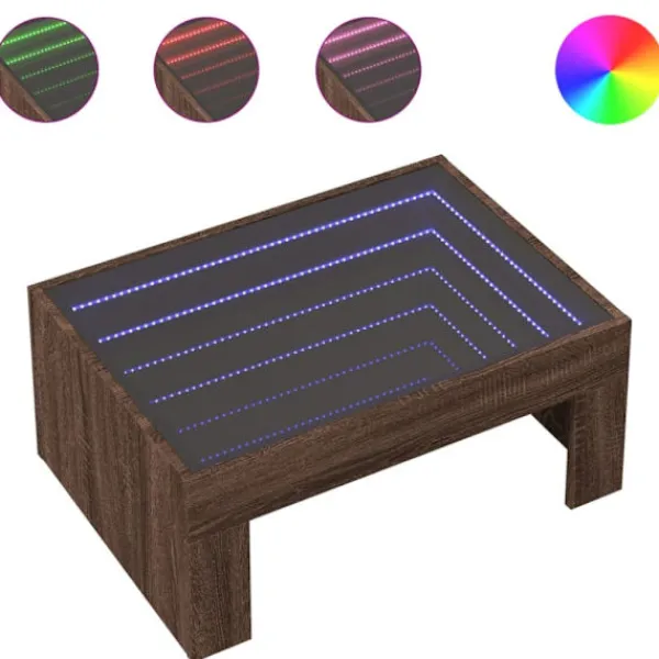 vidaXL Soffbord>Soffbord med Infinity LEDs brun ek 70x50x30 cm