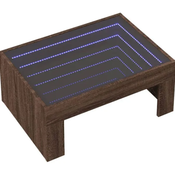 vidaXL Soffbord>Soffbord med Infinity LEDs brun ek 70x50x30 cm