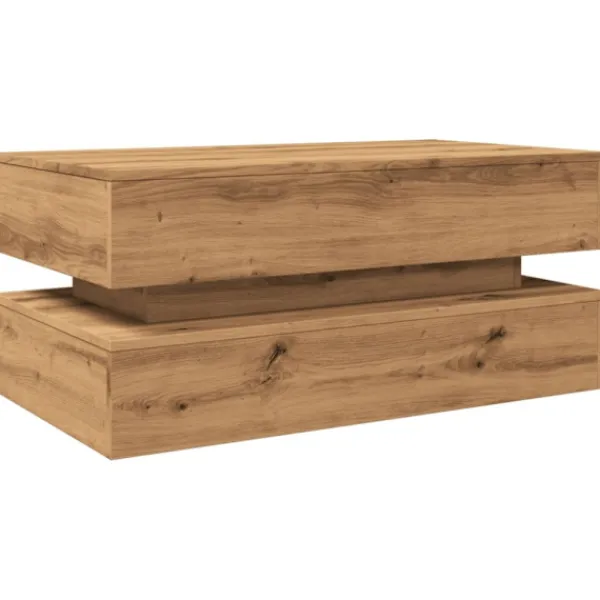 vidaXL Soffbord>Soffbord med LED ek 90x50x40 cm