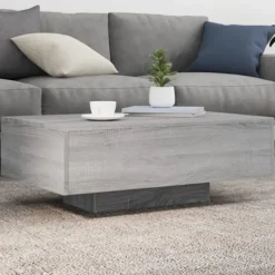 vidaXL Soffbord>Soffbord med LED grå sonoma 85x55x31 cm