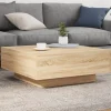 vidaXL Soffbord>Soffbord med LED sonoma-ek 80x80x31 cm