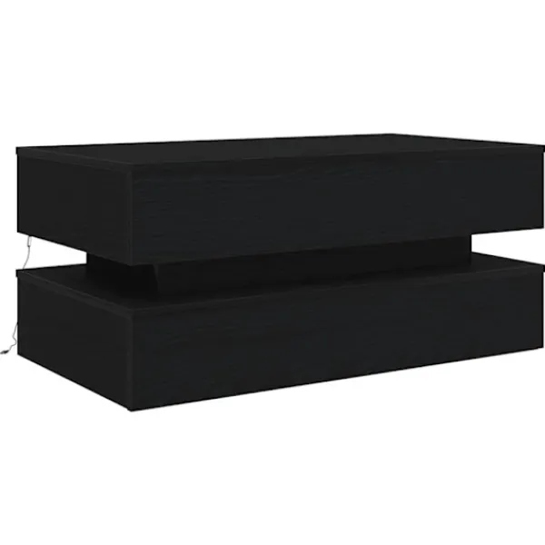 vidaXL Soffbord>Soffbord med LED svart ek 90x50x40 cm