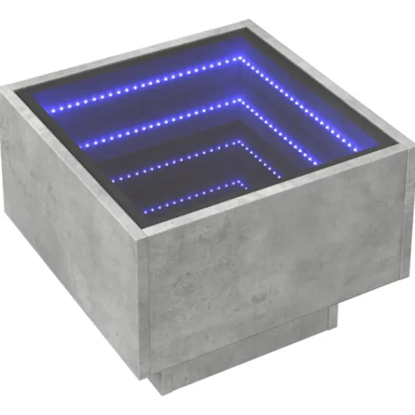 vidaXL Soffbord>Soffbord med LEDs betonggrå 40x40x30 cm konstruerat trä