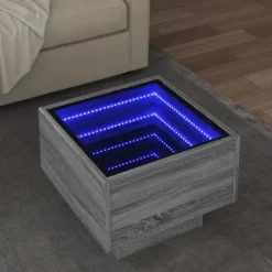 vidaXL Soffbord>Soffbord med LEDs grå sonoma 40x40x30 cm konstruerat trä
