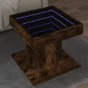 vidaXL Soffbord>Soffbord med LEDs rökfärgad ek 50x50x45 cm konstruerat trä