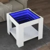 vidaXL Soffbord>Soffbord med LEDs vit 53x53x45 cm konstruerat trä