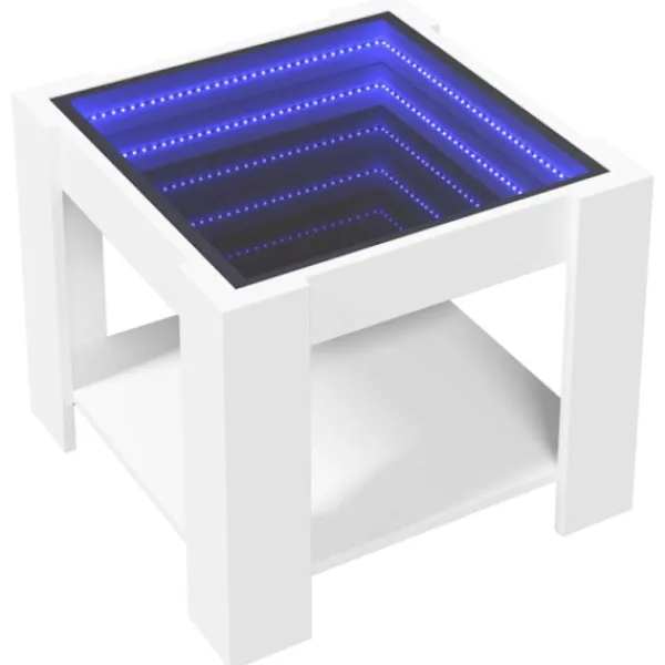 vidaXL Soffbord>Soffbord med LEDs vit 53x53x45 cm konstruerat trä