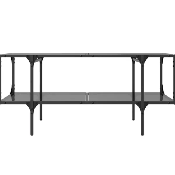 vidaXL Soffbord>Soffbord med svart glasskiva 98,5x50x45 cm stål