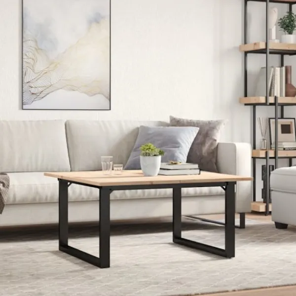 vidaXL Soffbord>Soffbord O-ram 80x80x45 cm massiv furu och stål