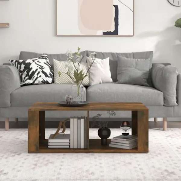 vidaXL Soffbord>Soffbord rökfärgad ek 100x50x36 cm konstruerat trä