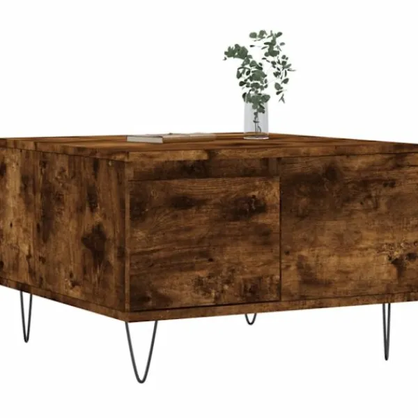vidaXL Soffbord>Soffbord rökfärgad ek 55x55x36,5 cm konstruerat trä