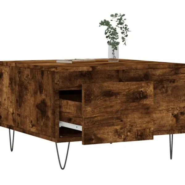 vidaXL Soffbord>Soffbord rökfärgad ek 55x55x36,5 cm konstruerat trä