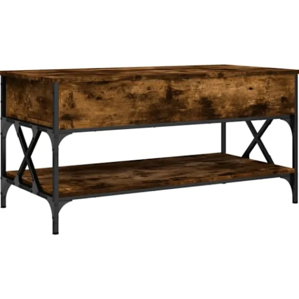 vidaXL Soffbord>Soffbord rökfärgad ek 100x50x50 cm konstruerat trä och metall