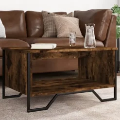 vidaXL Soffbord>Soffbord rökfärgad ek 75x51x40 cm konstruerat trä