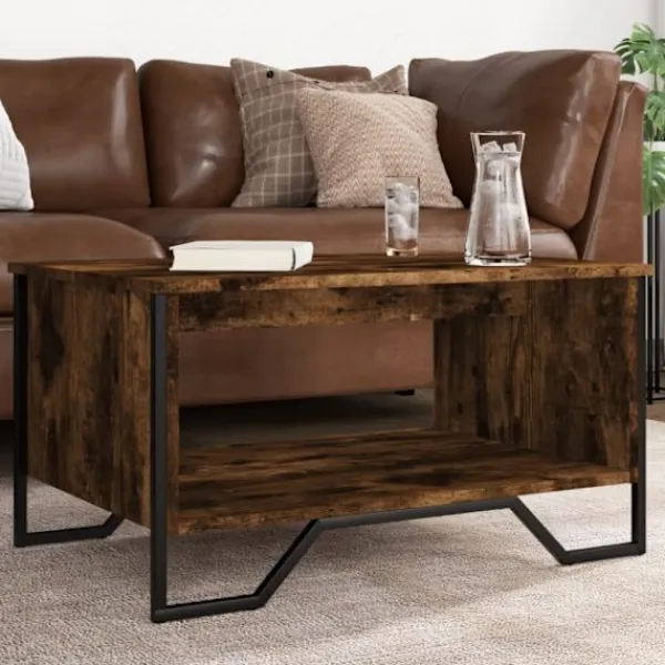 vidaXL Soffbord>Soffbord rökfärgad ek 75x51x40 cm konstruerat trä