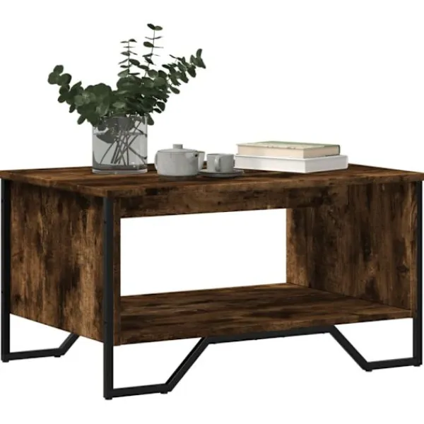 vidaXL Soffbord>Soffbord rökfärgad ek 75x51x40 cm konstruerat trä