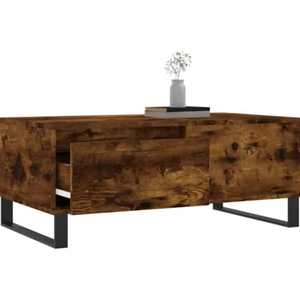 vidaXL Soffbord>Soffbord rökfärgad ek 90x50x36,5 cm konstruerat trä